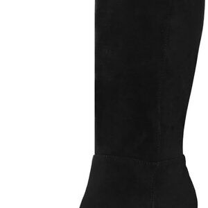 Knee High Boots for Women with Chunky Block Heel, Pointed Toe, Black, Size 9 Wid